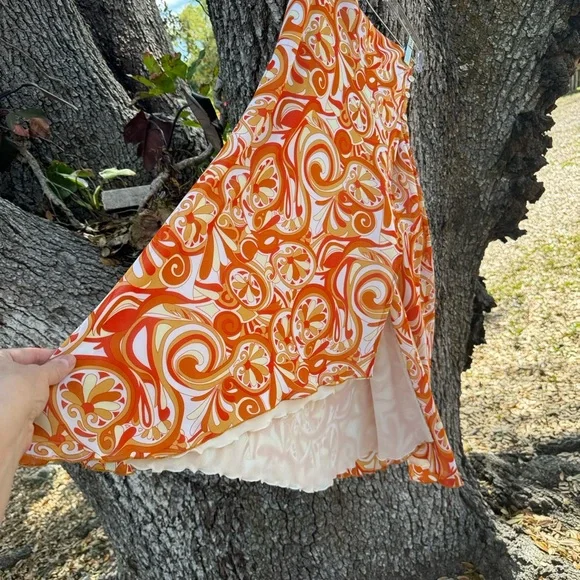 Mazzonetto Orange Psychedelic Pucci Style A-line midi skirt.Made in Italy Size 6 - Picture 2 of 9
